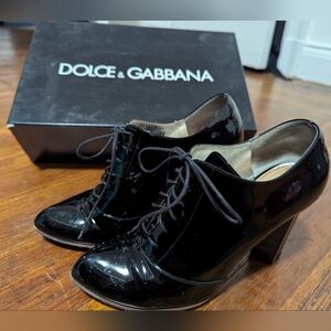 Dolce & Gabbana Black Patent Leather Booties- Size 38.5